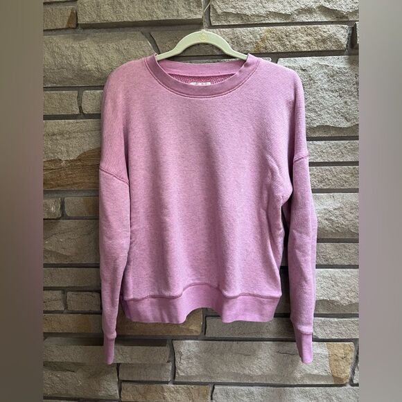 Madewell Miles Mainstay Sweatshirt Cozy Heather Petal Pink Large Cotton - Picture 6 of 9